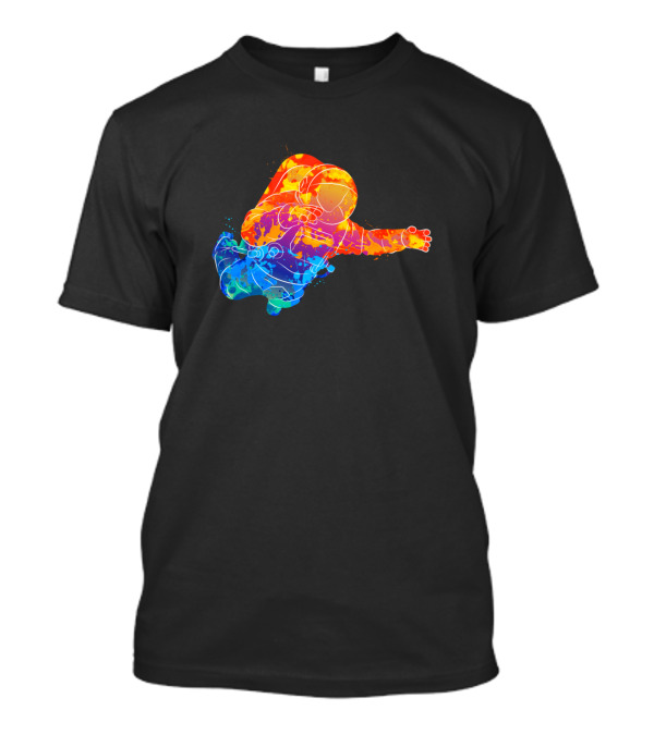 Astronaut Zero Gravity Floating Colorful Space Painting T-Shirt