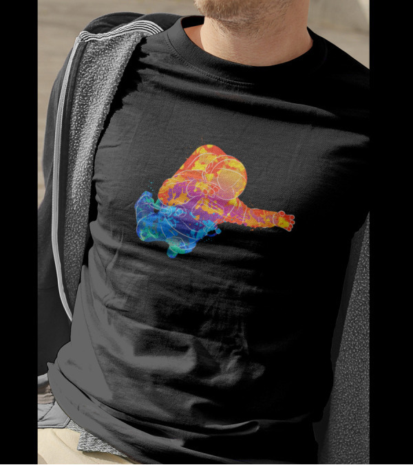 Astronaut Zero Gravity Floating Colorful Space Painting T-Shirt