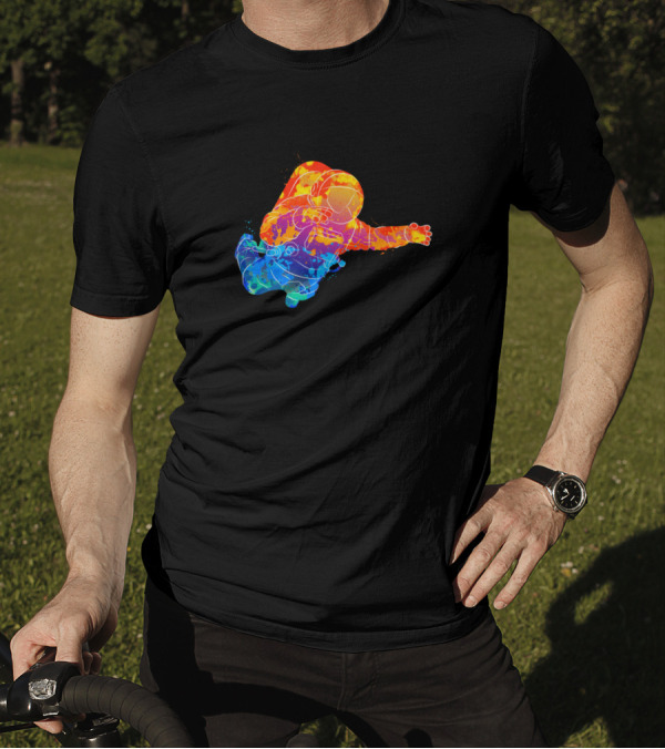 Astronaut Zero Gravity Floating Colorful Space Painting T-Shirt