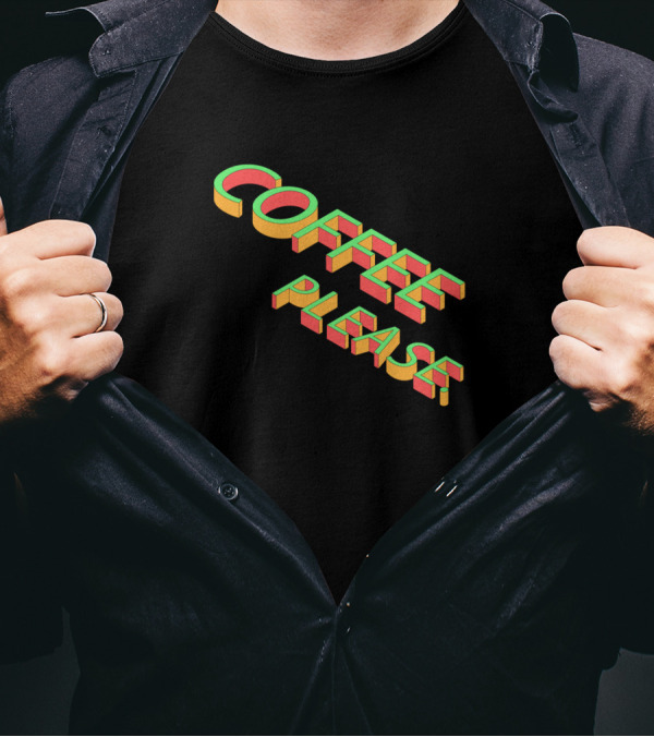 Simple Isometric Coffee Please Retro 3D Text T-Shirt