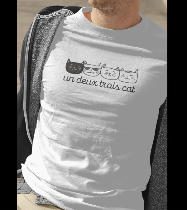 Un Deux Trois Cat Cute Cat Faces With French Numbers T-Shirt