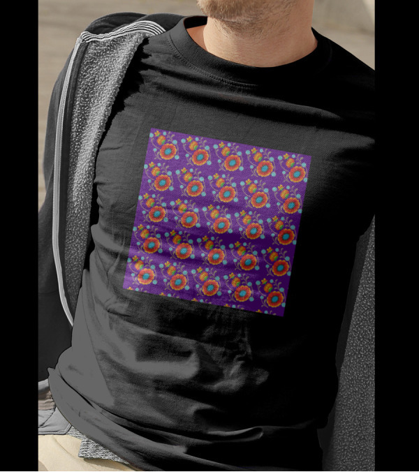 Autumn Patterns Colorful Abstract Flower Repetition T-Shirt