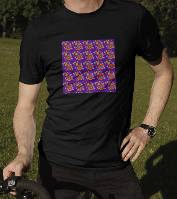Autumn Patterns Colorful Abstract Flower Repetition T-Shirt