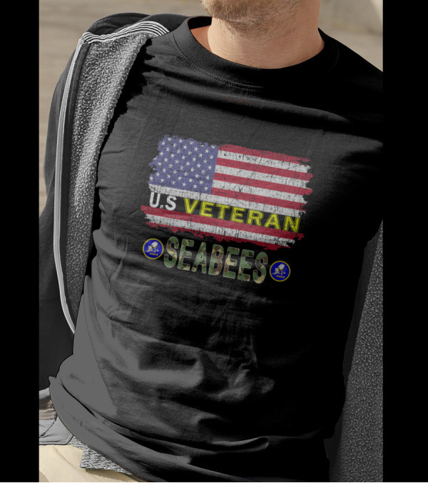 U.S. Veteran Seabees American Flag Honor T-Shirt