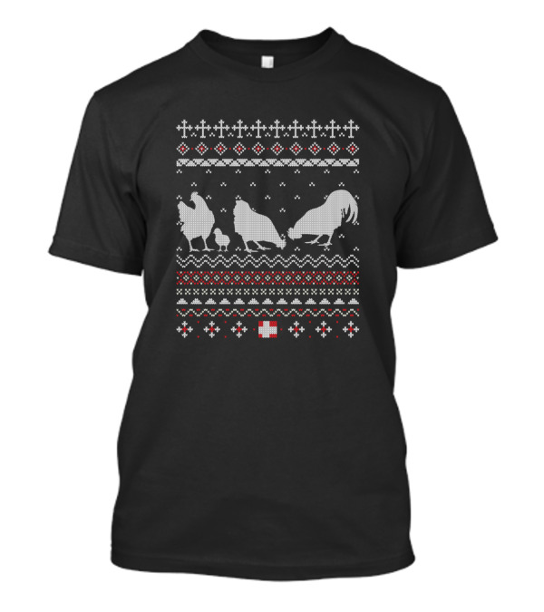 Ugly Christmas Sweater Poultry Backyard Free Range Chicken Farming T-Shirt