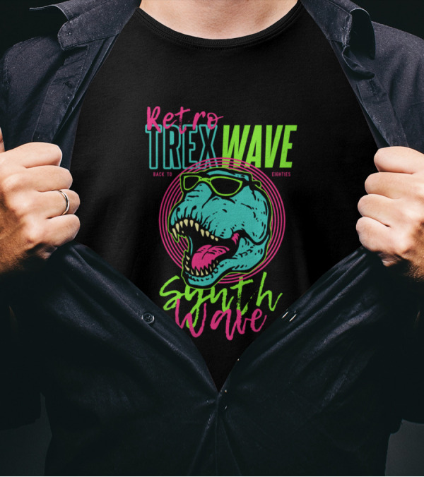 Retro T-Rex Wave Back To Eighties Synth Wave T-Shirt