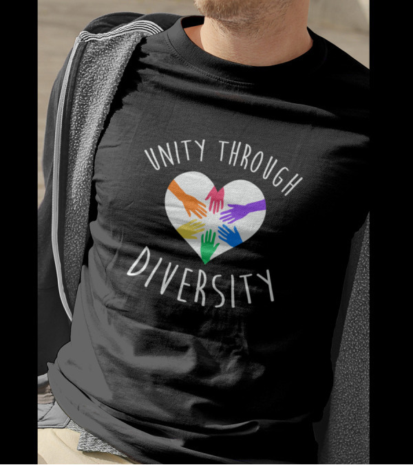 Unity Through Diversity Heart Colorful Hands T-Shirt