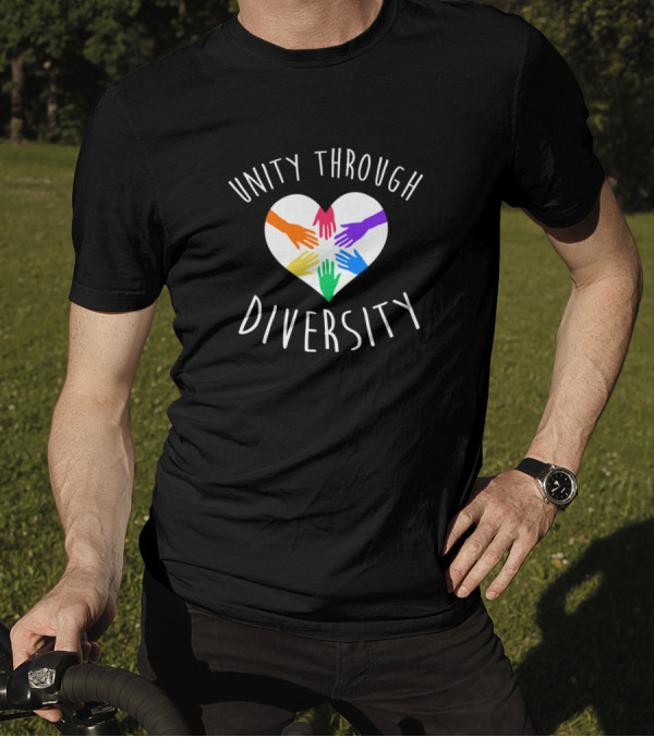 Unity Through Diversity Heart Colorful Hands T-Shirt