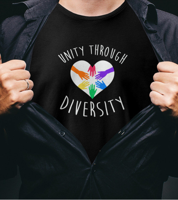Unity Through Diversity Heart Colorful Hands T-Shirt