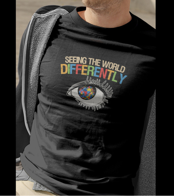 Seeing The World Differently Autism Awareness Eye With Heart Puzzle T-Shirt