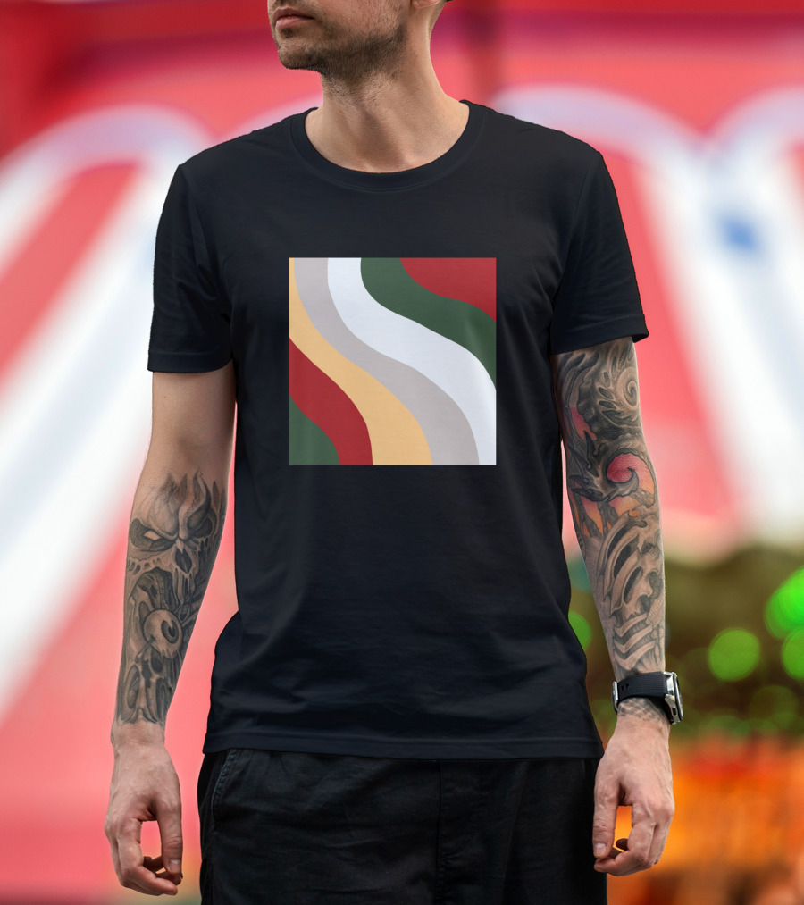 Christmas Wave Patterns Red Green White Curves T-Shirt