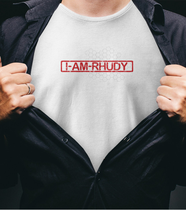 I Am Rhudy Hexagonal Pattern Birthday Family Name T-Shirt