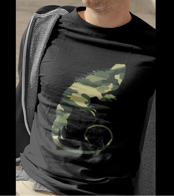 Military Camouflage Chameleon Lizard Print Veteran Men US T-Shirt