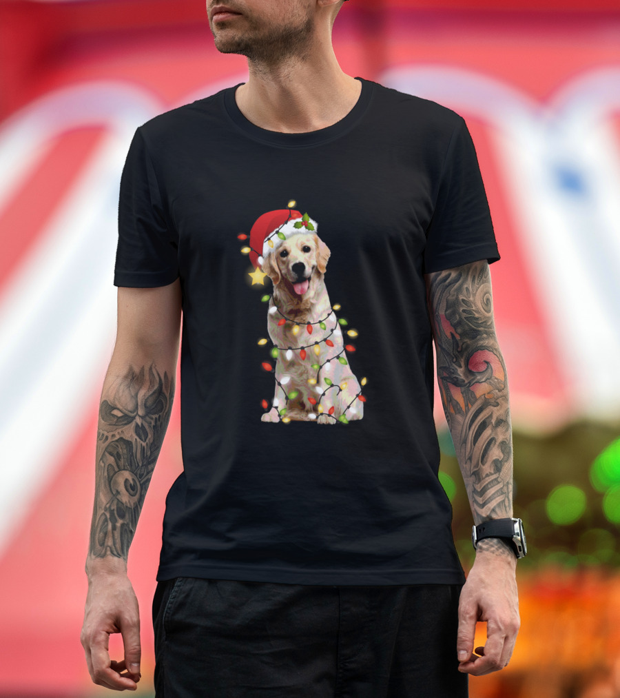 Labrador Retriever Santa Christmas Lights Dog Holiday Fun T-Shirt
