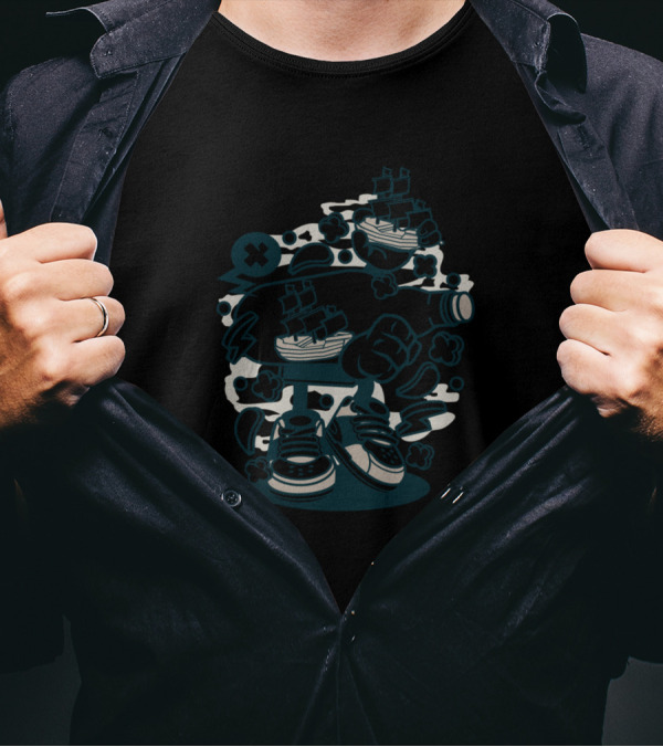 Bottle Ship Pop Culture Fusion Animated Comics Character Adventure T-Shirt
