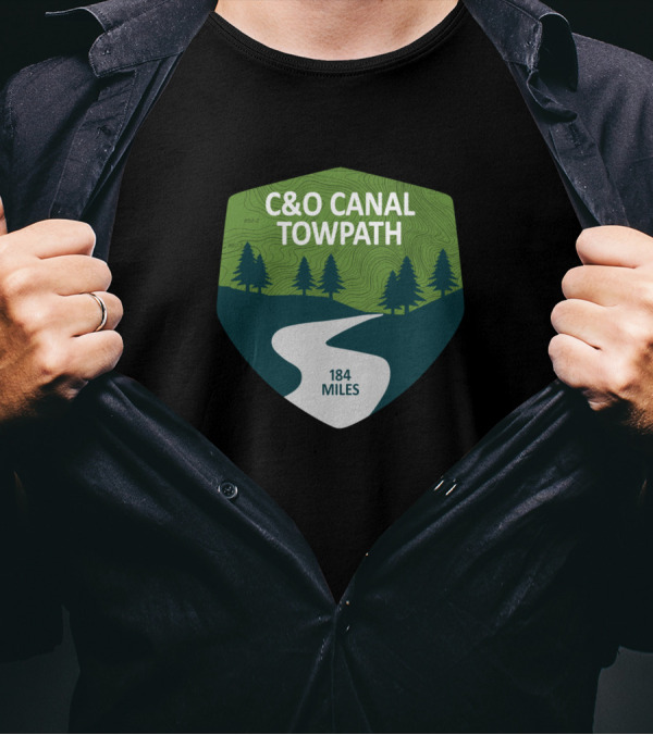 C&O Canal Towpath 184 Miles Badge Forest Pathway T-Shirt