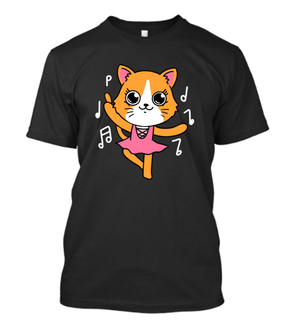Cat Ballet Dancer With Music Notes For Ballet Lover T-Shirt