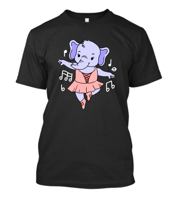 Elephant Ballet Dancer Music Notes Tutu Pointe Shoes T-Shirt