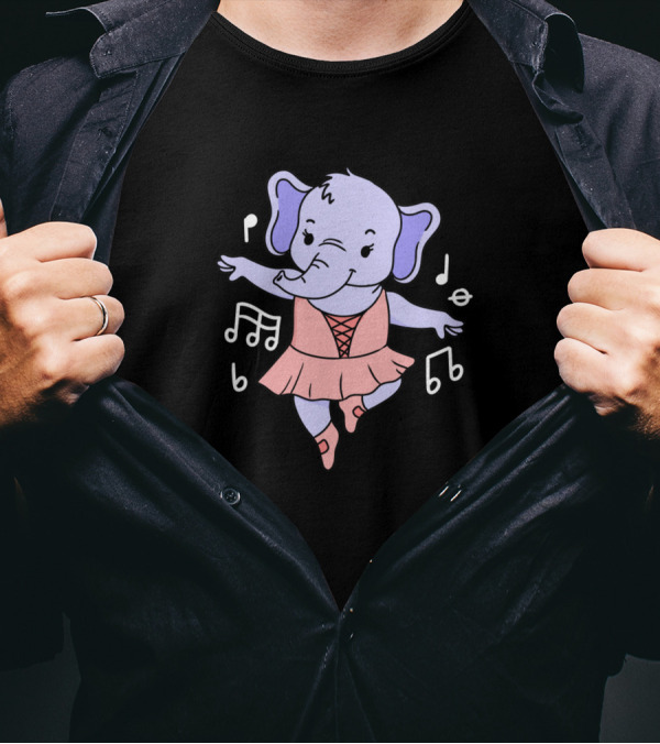 Elephant Ballet Dancer Music Notes Tutu Pointe Shoes T-Shirt