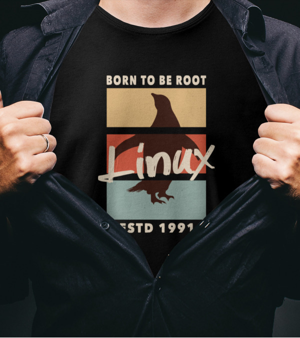 Born To Be Root Linux ESTD 1991 Retro Penguin T-Shirt