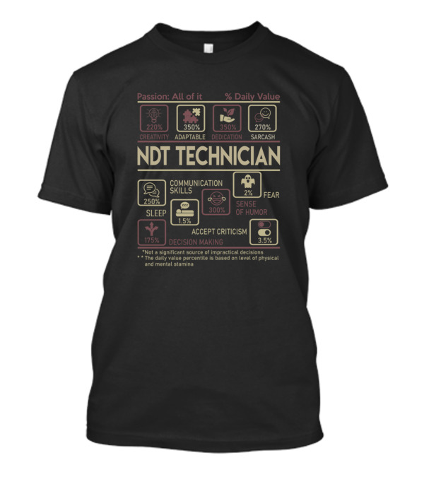 NDT Technician Creativity Adaptable Dedication Sarcasm Communication Skills Decision Making T-Shirt