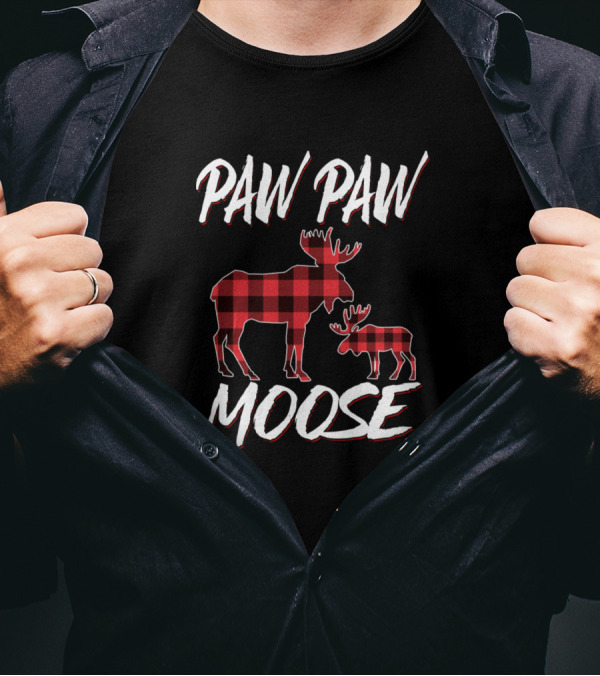Paw Paw Moose Red Plaid Matching Family Christmas T-Shirt