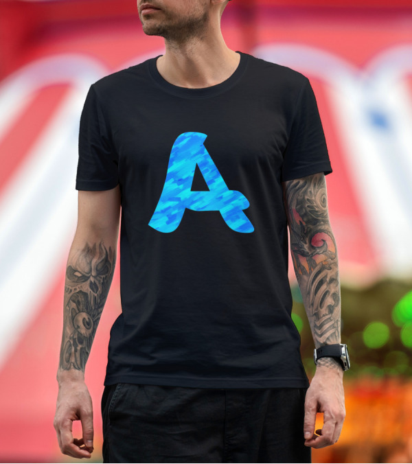 Premium T-Shirt: A Alphabet With Blue Range Strokes T-Shirt A Alphabet With Blue Range Strokes T-Shirt