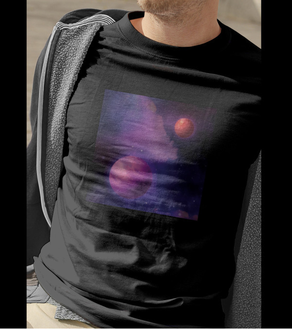 Space Galaxy Universe Planets Science Outer Space Purple Cosmic Nebula Scene T-Shirt