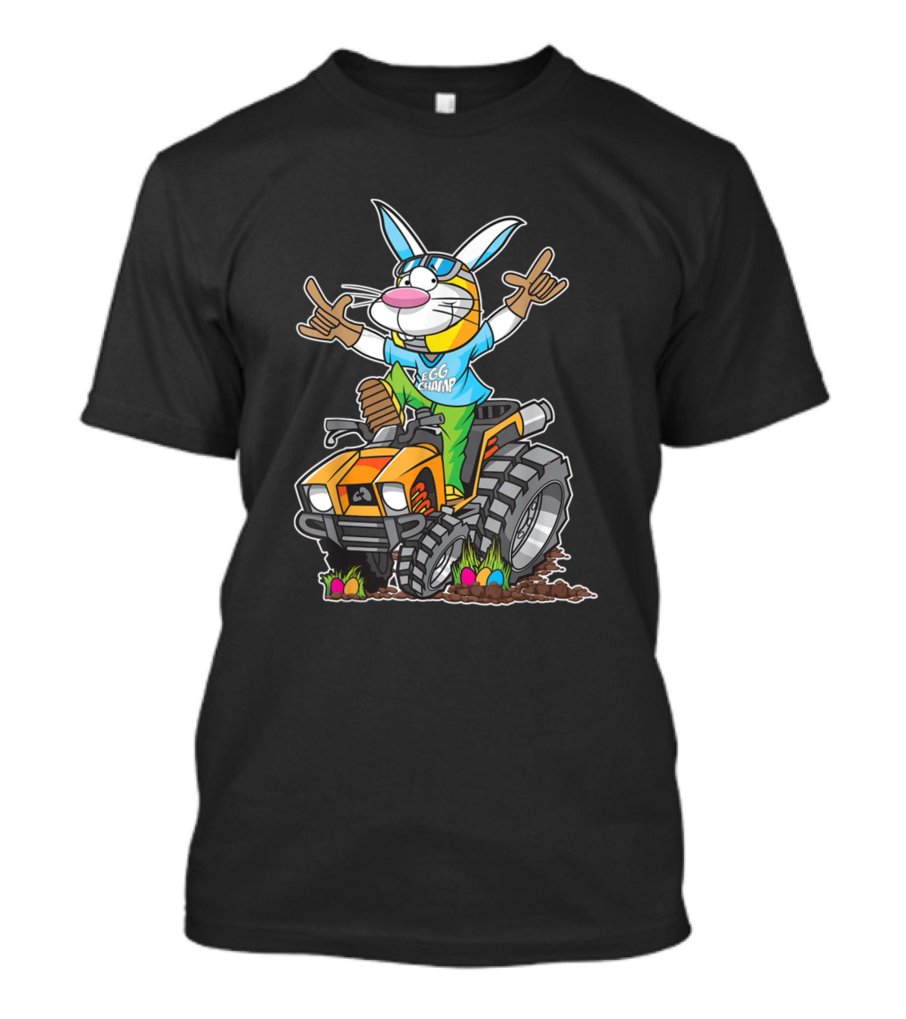 Nacho Average Abe Funny Birthday Personalized Name Egg Champ Bunny On Tractor T-Shirt