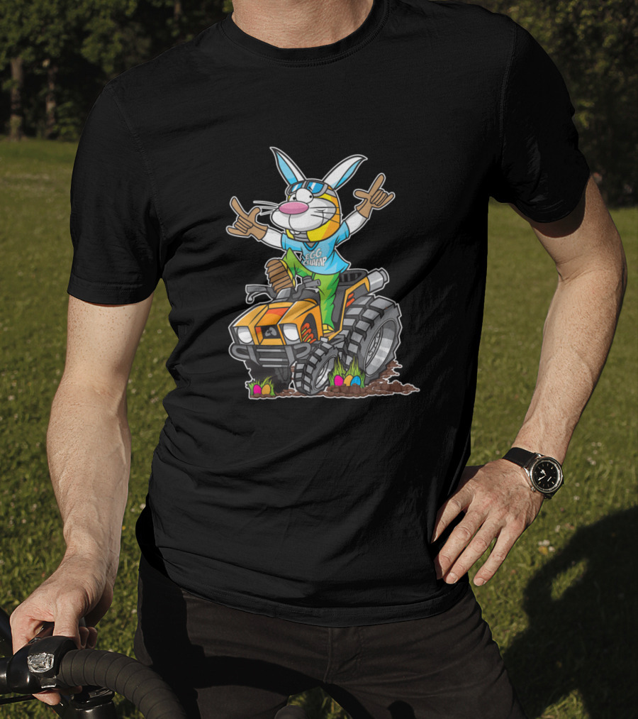 Nacho Average Abe Funny Birthday Personalized Name Egg Champ Bunny On Tractor T-Shirt