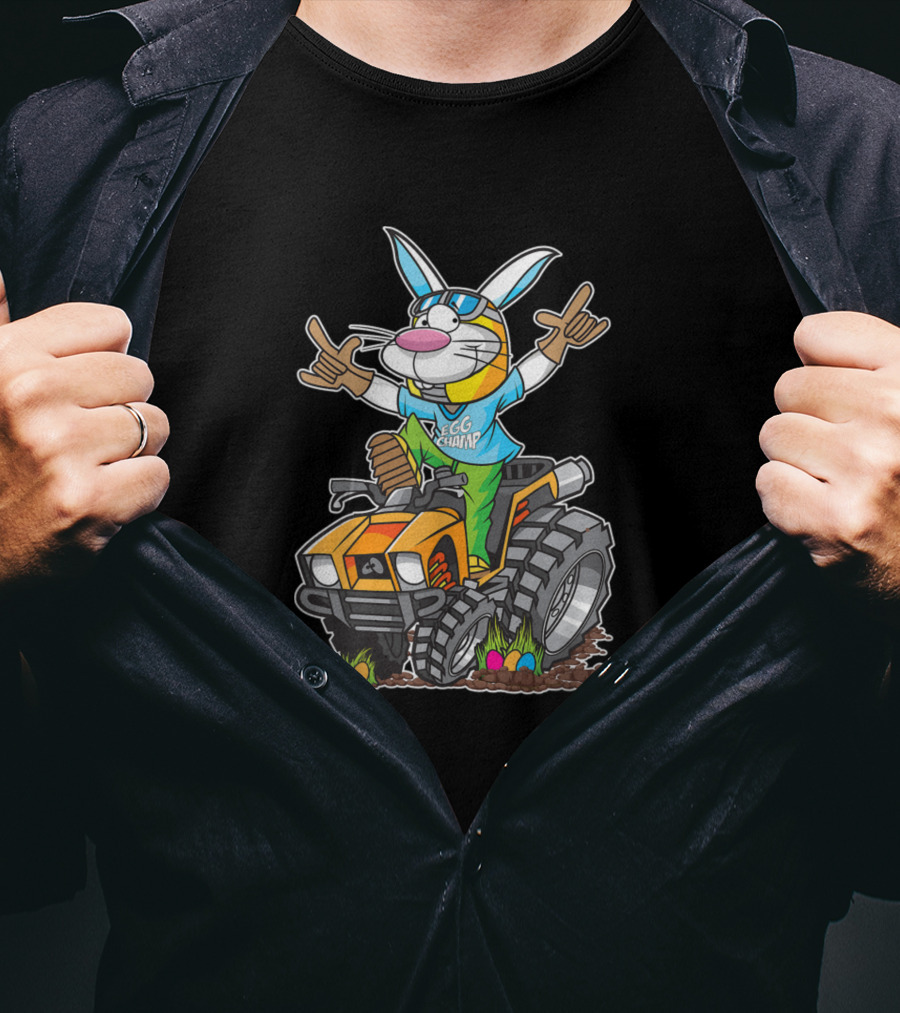 Nacho Average Abe Funny Birthday Personalized Name Egg Champ Bunny On Tractor T-Shirt