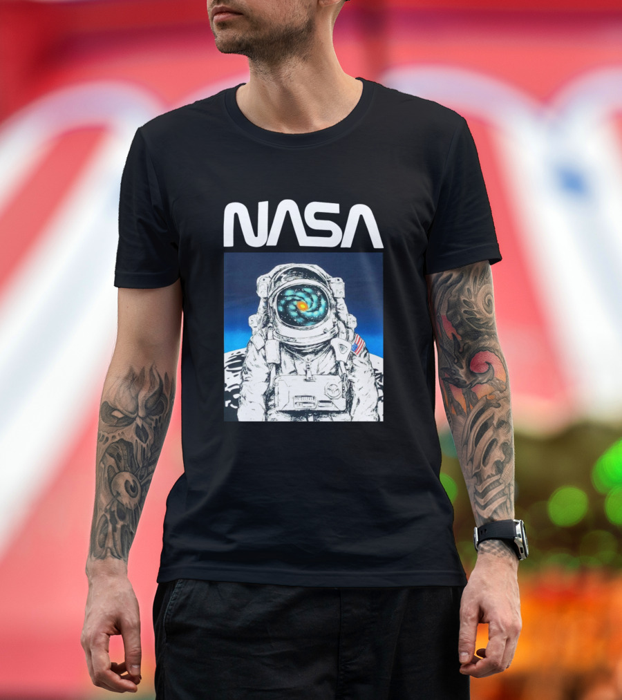 Nasa Astronaut Galaxy Helmet Moon Landing Outer Space T-Shirt