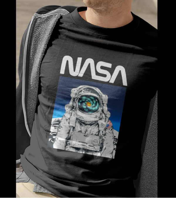 Nasa Astronaut Galaxy Helmet Moon Landing Outer Space T-Shirt