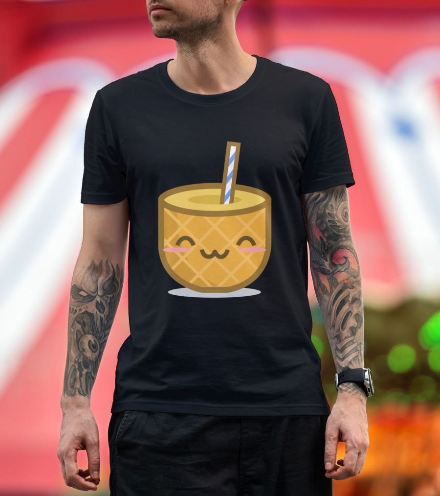 Pineapple Slurp Cute Kawaii Drink Face T-Shirt