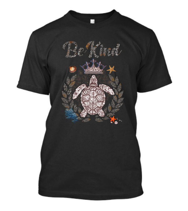 Be Kind Turtle Queen Black Ocean Boho T-Shirt