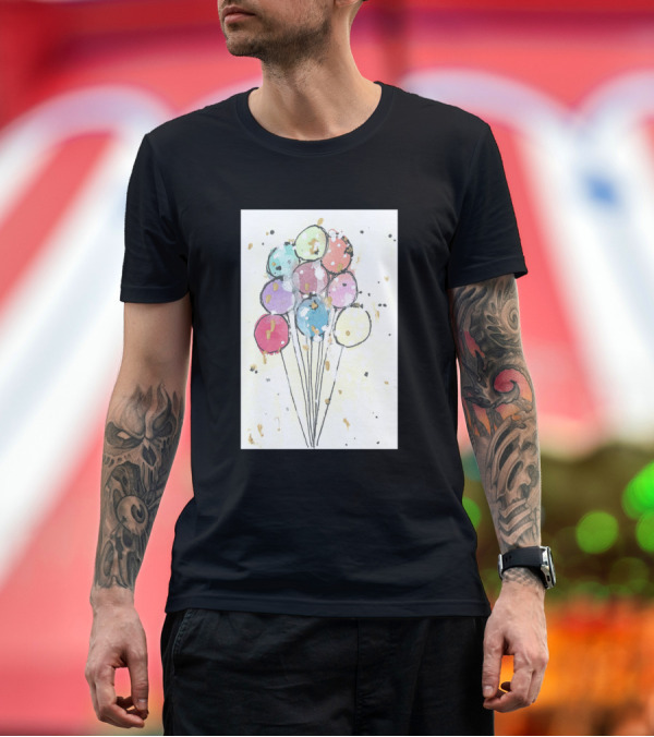 Premium T-Shirt: Balloons Watercolor Splatter T-Shirt Balloons Watercolor Splatter T-Shirt