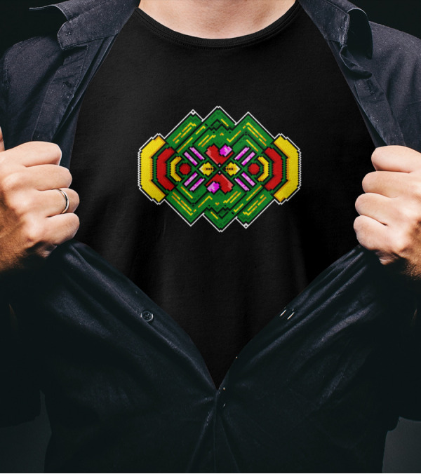 Connection With Luv Pixel Geometric Vibrant Abstract T-Shirt
