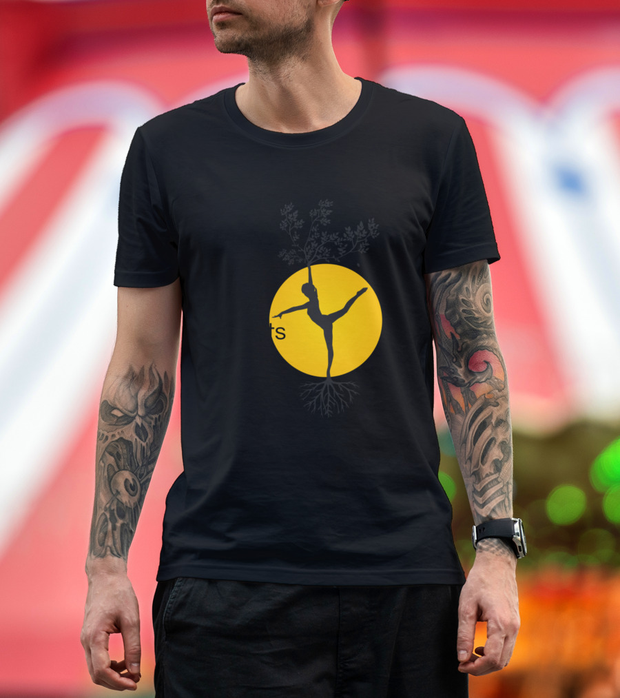 Find Your Roots Yoga Quotes Balanced Lifestyle Silhouette in Yellow Circle T-Shirt
