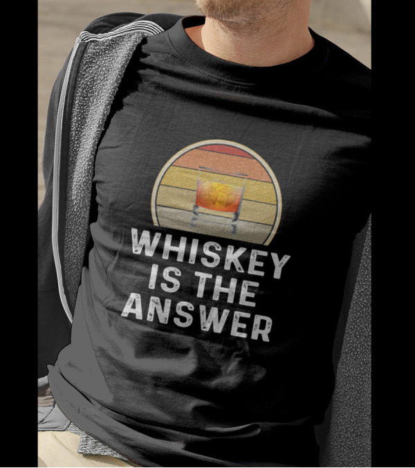 Whiskey Is The Answer Vintage Sunset Glass Ice Drink T-Shirt