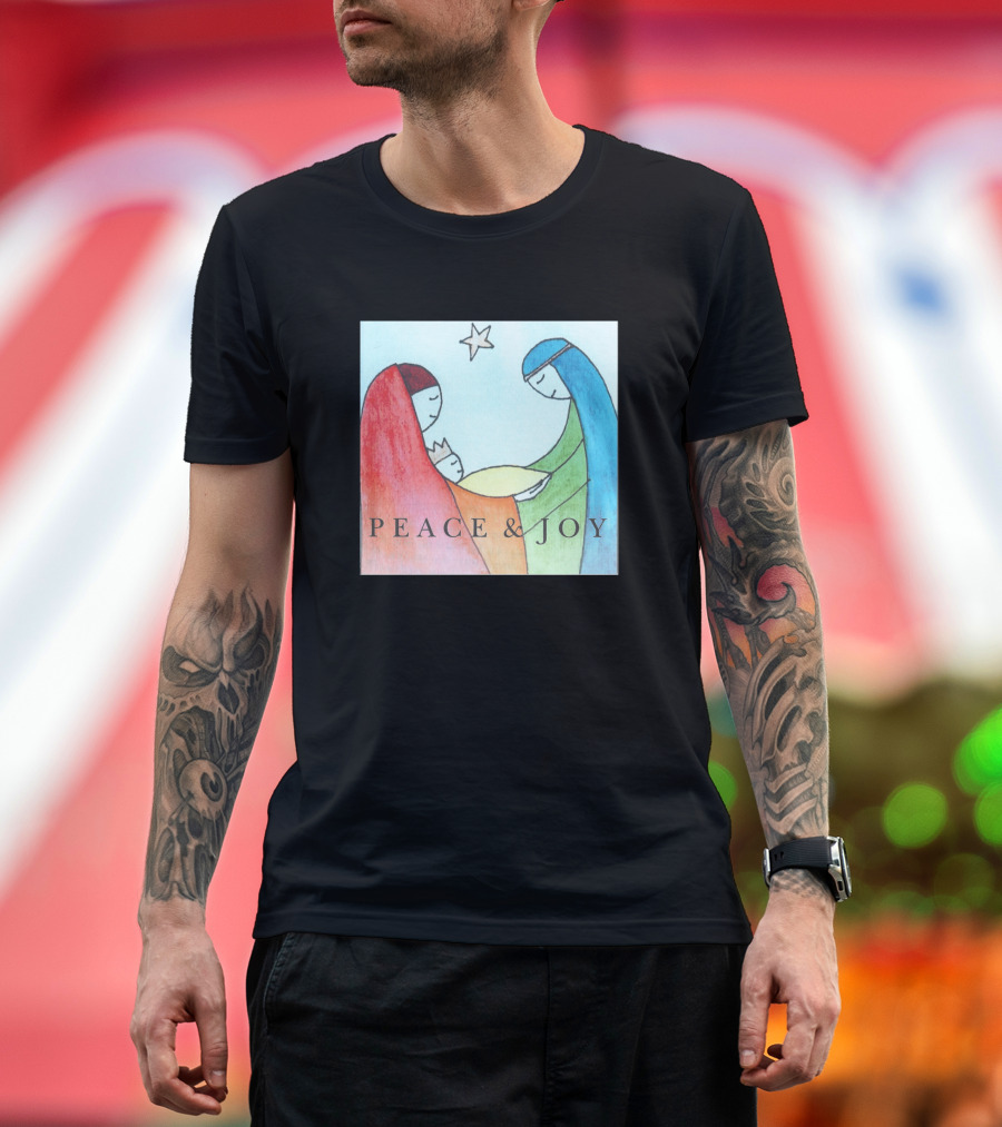 Peace And Joy Nativity Scene with Star T-Shirt