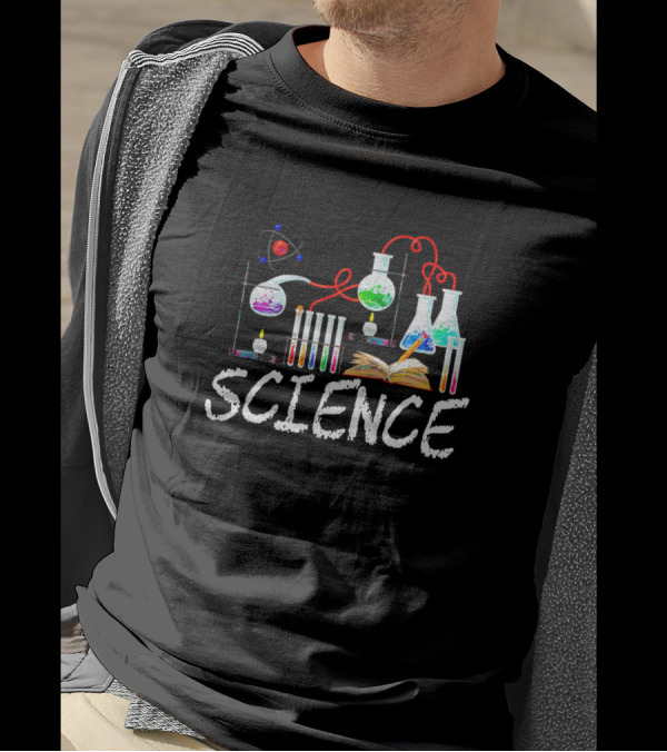Science Colorful Laboratory Chemistry Equipment And Atom T-Shirt