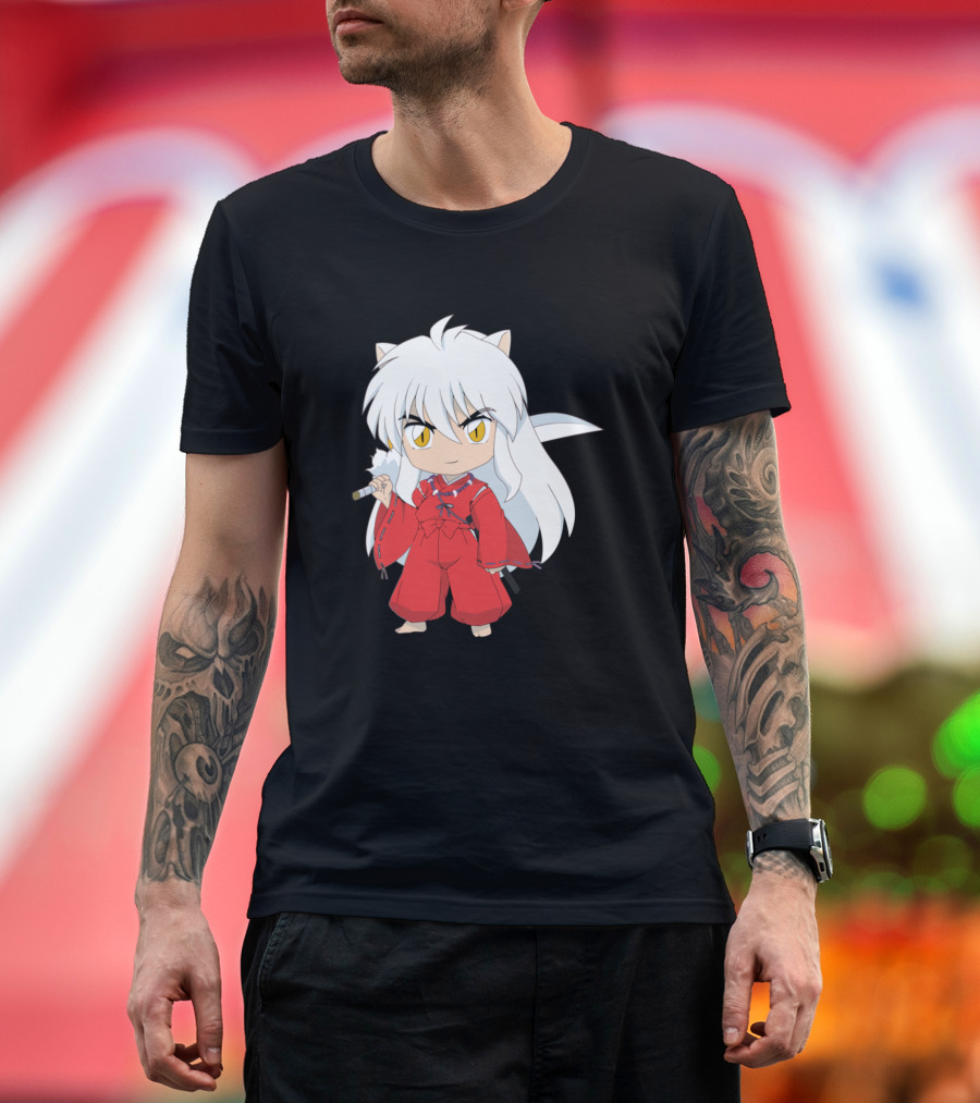 Chibi Petit Inuyasha Character in Red Kimono T-Shirt