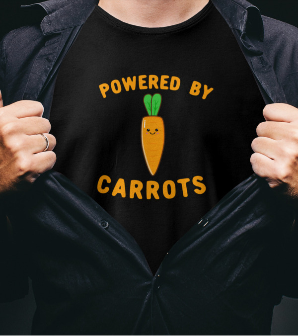Powered By Carrots Cute Kawaii Carrot Face T-Shirt