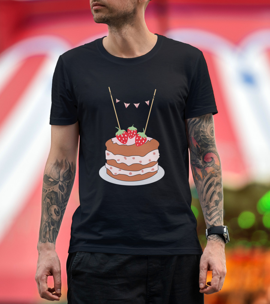 Strawberry Cake with Bunting Decorations T-Shirt