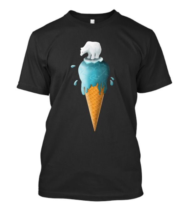 Polar Bear On Melting Blue Ice Cream Cone Save The Planet T-Shirt