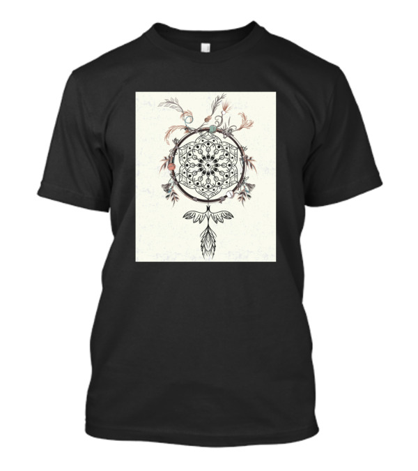 Boho Dreamcatcher With Feather And Leaf Details In Intricate T-Shirt