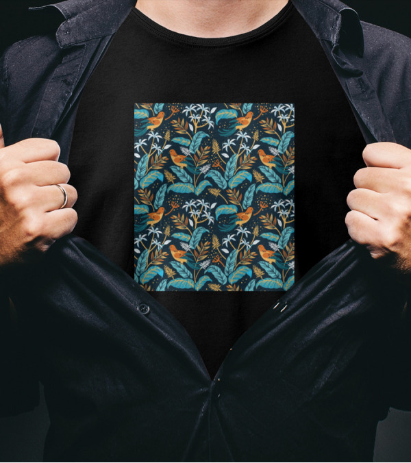 Foliage With Birds And Leaf T-Shirt