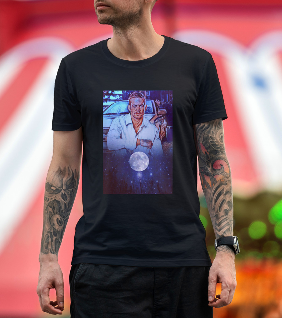 Paul Walker Full Moon Night Car Scene T-Shirt
