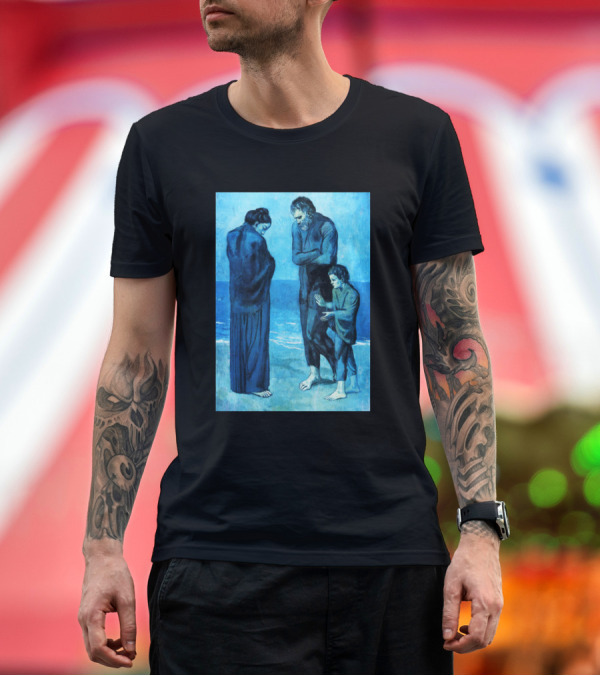 Premium T-Shirt: High Resolution Group Of Poor People By Pablo Picasso Blue Period Ocean Scene T-Shirt High Resolution Group Of Poor People By Pablo Picasso Blue Period Ocean Scene T-Shirt