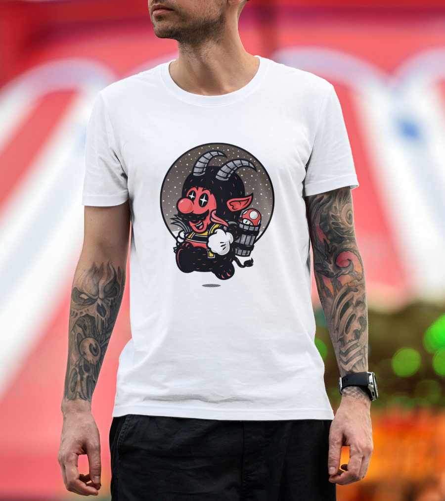 Krampus Jumps Super Mario Parody Mashup T-Shirt
